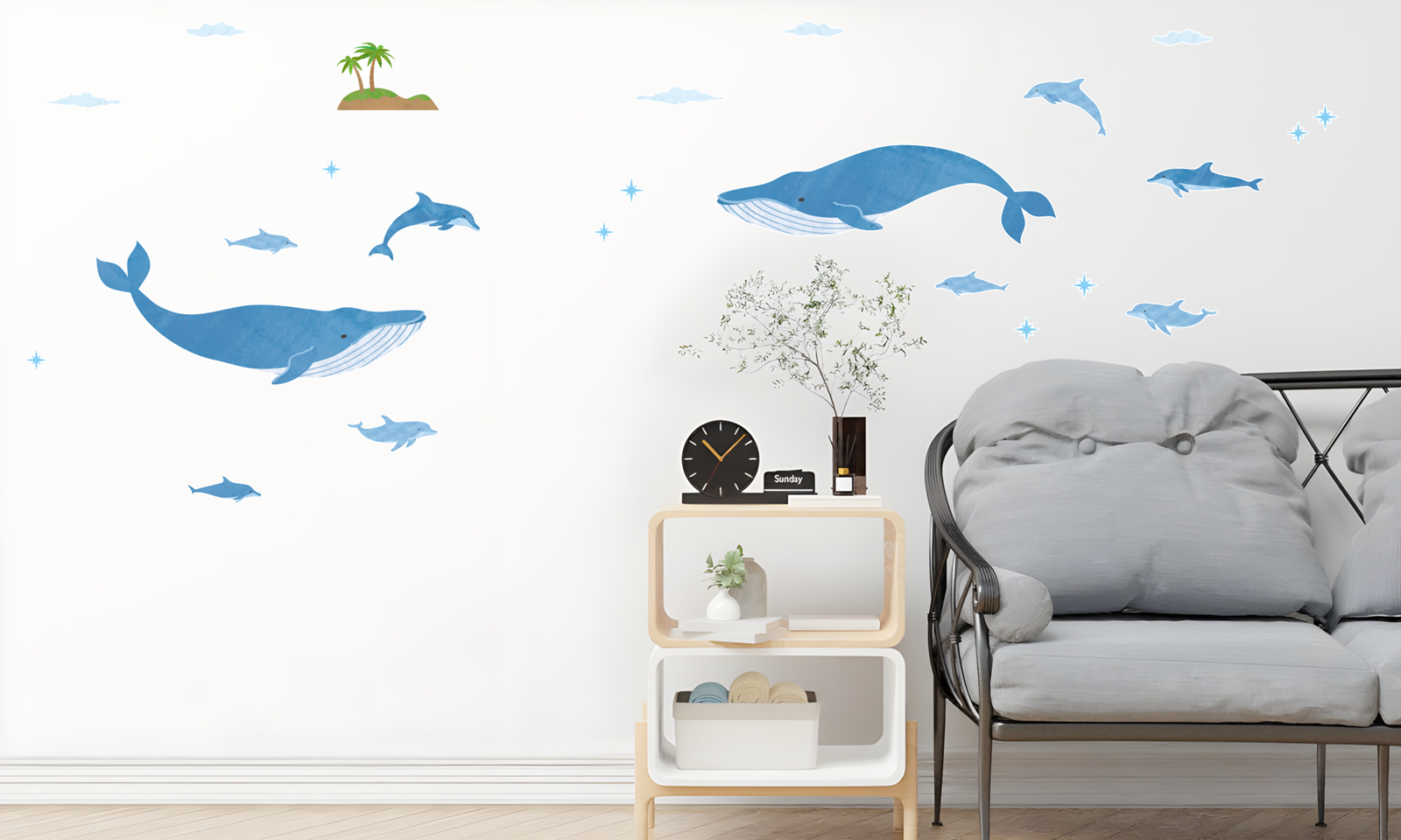 【壁】クジラとイルカの施工イメージ